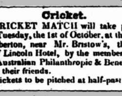 Cricket match advert, 1839
