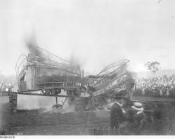 A mangled of metal, wood and flames. The tram collision is caught on camera, with a large crowd watching on. SLSA: PRG 280/1/3/10