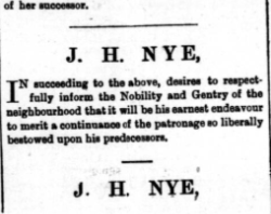 A newspaper article explaining J Nye has taken over the family business