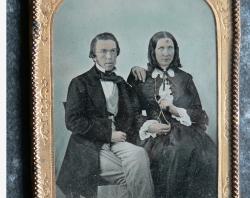 An ambrotype photograph of Charles and Alice Todd, 1855. SLSA: B 69996/9