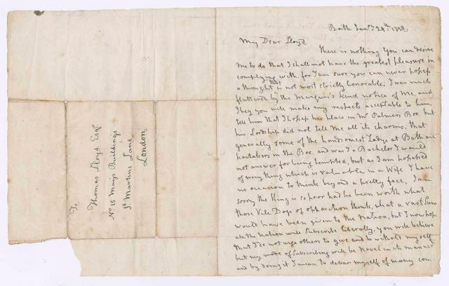 Lord Horatio Nelson's letter to Thomas Lloyd. SLSA: 941.073 N426