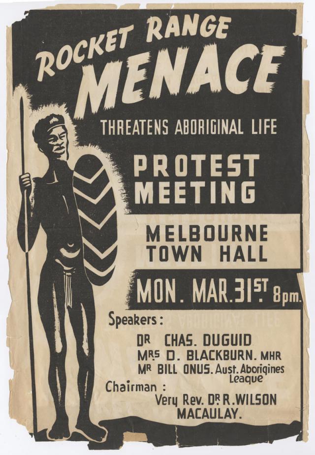 Rocket Range protest meeting folder. SLSA: PRG 387/1/8/1