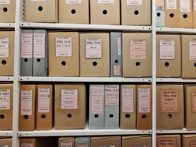 archives boxes in the stacks