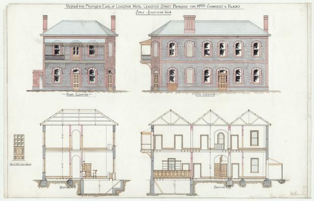 Architectural drawing of the Earl of Leicester. SLSA BRG 238/1/1