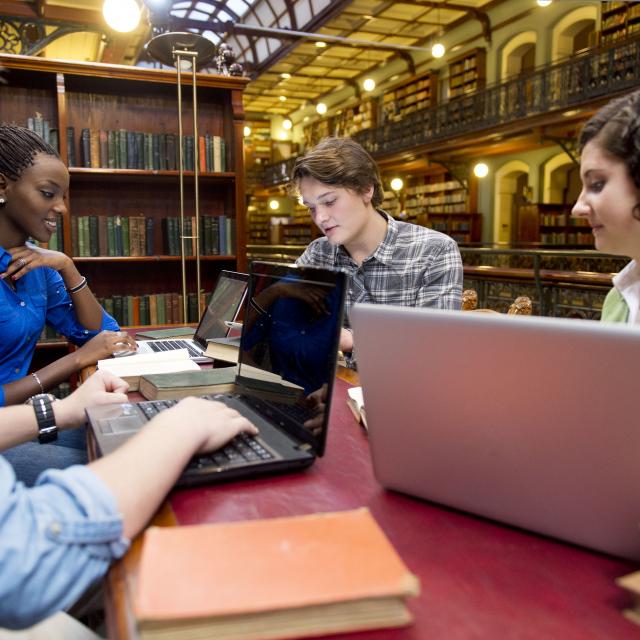 Students studying in the Mortlock Wing, photo taken by Peter Fisher