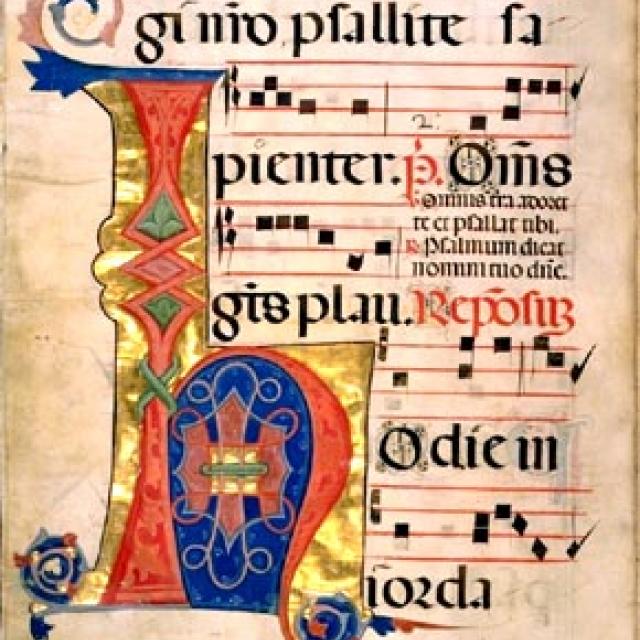 Antiphonal page highlighting the letter H