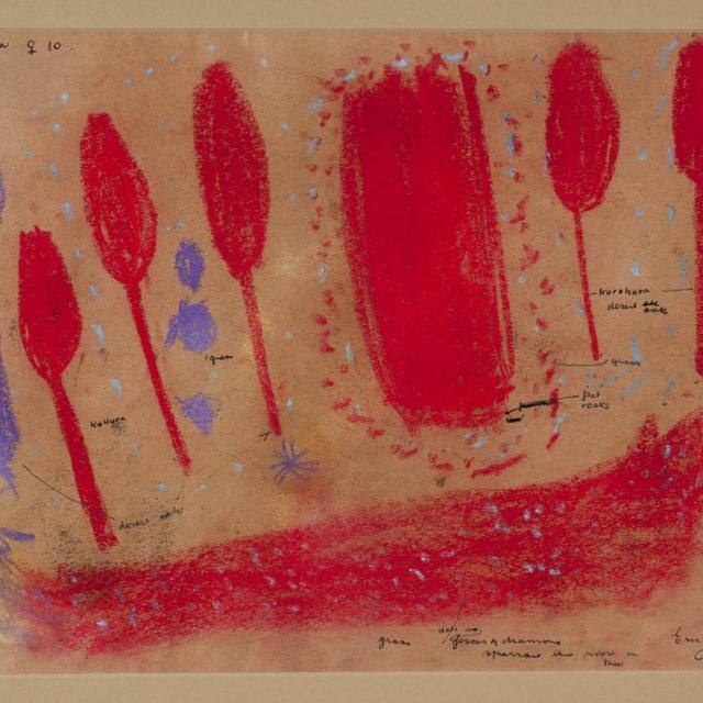 Drawing by Lanaliginja at Ernabella school, 1940. SLSA: PRG 128/12C/1/122