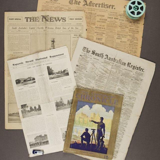 A variety of newspaper formats from originals to microfilm and digital.