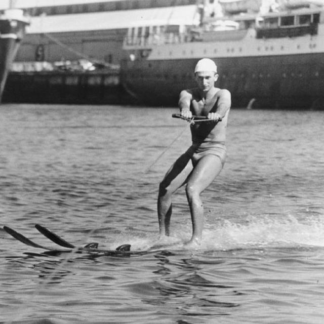 Aquaplanning on the Port River, 1952. SLSA: B 7798/57