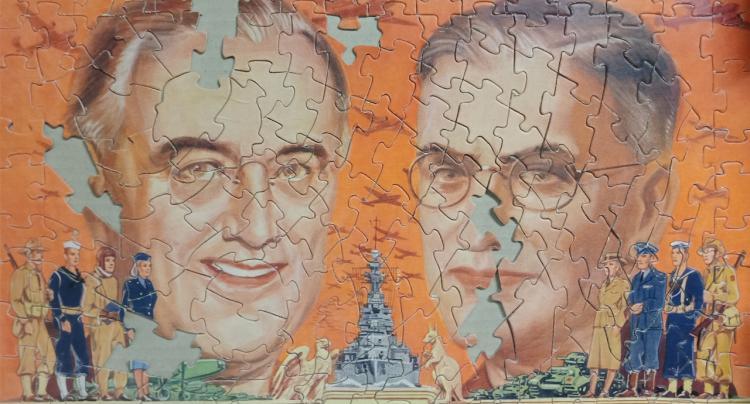 Jigsaw with WWII image of US President Roosevelt & Australian Prime Minister John Curtin