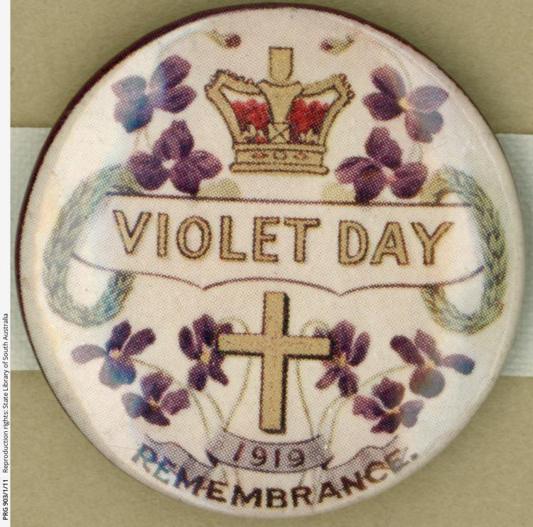 Violet Day Remembrance badge 1919 SLSA: PRG 903/1/11
