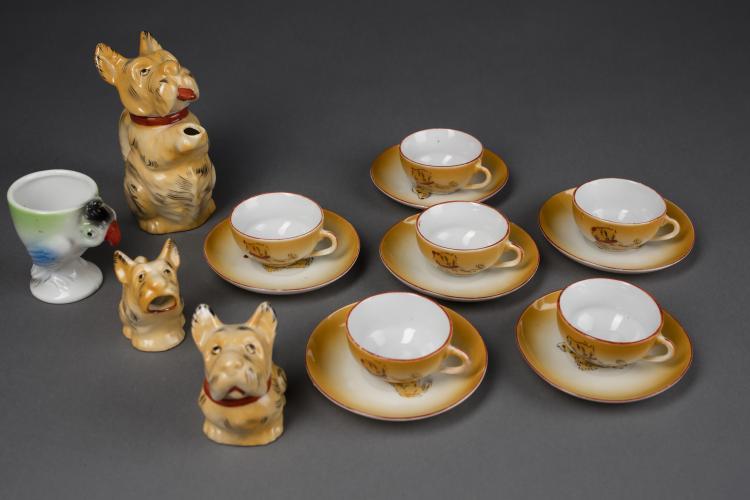 Children's tea set in the shape of West Highland terrier dogs, CLRC collection