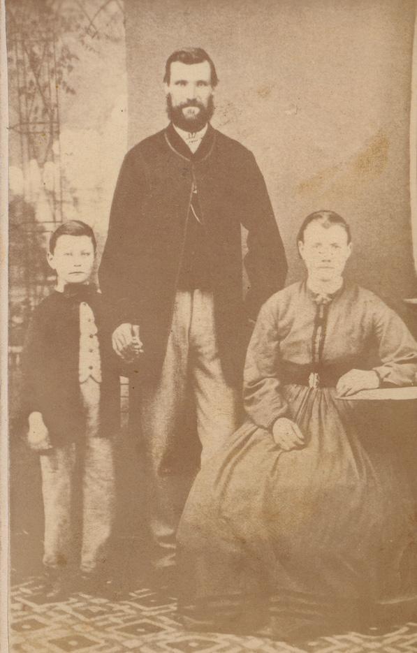 Thomas and Elizabeth Woolcock, with Thomas' son Tom, photo taken approximately 1865. SLSA: B 12311 
