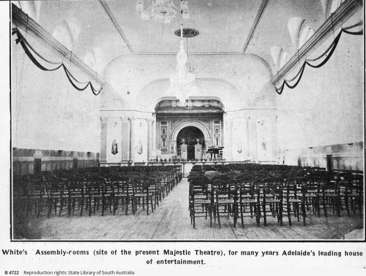 Interior of White's Assembly Rooms in 1928. SLSA: B 4722