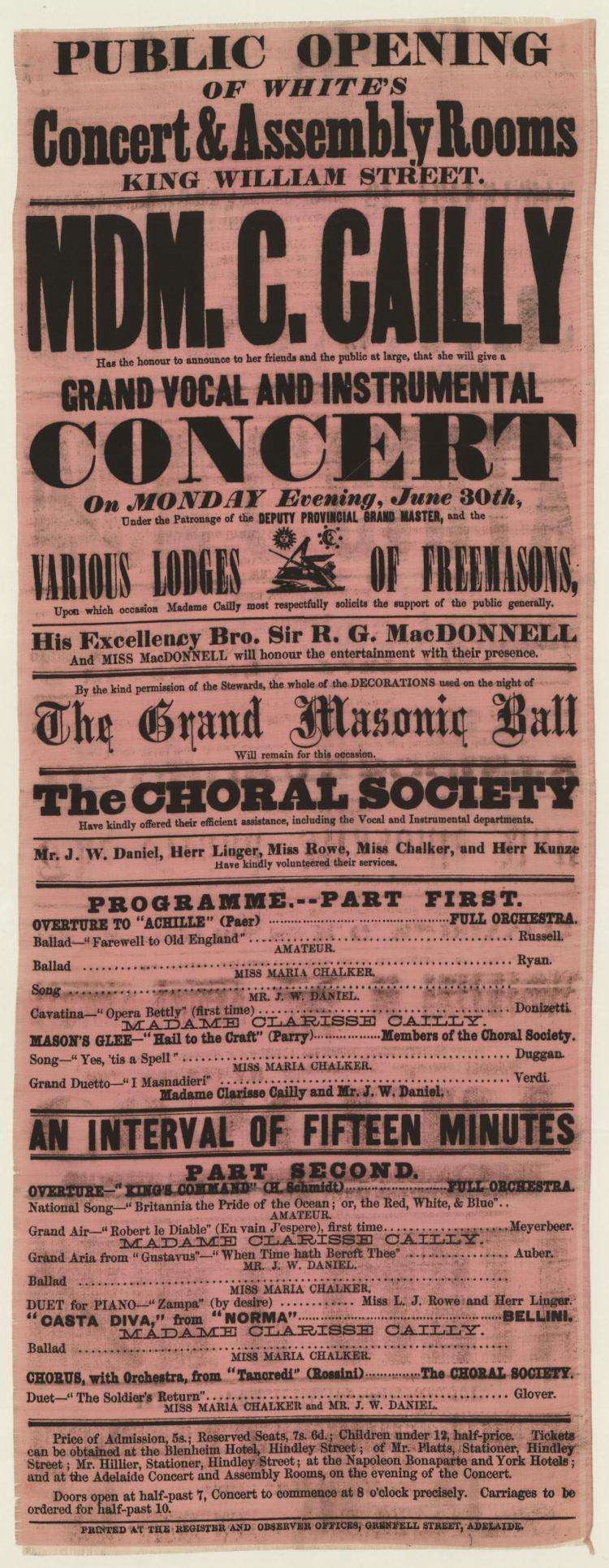 Public opening of White's Concert and Assembly Rooms, 1856. SLSA: ZPS 5215