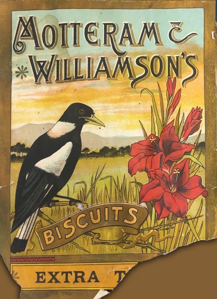 Poster of Motteram & Wiliamson's Biscuits. Photo taken for the story.