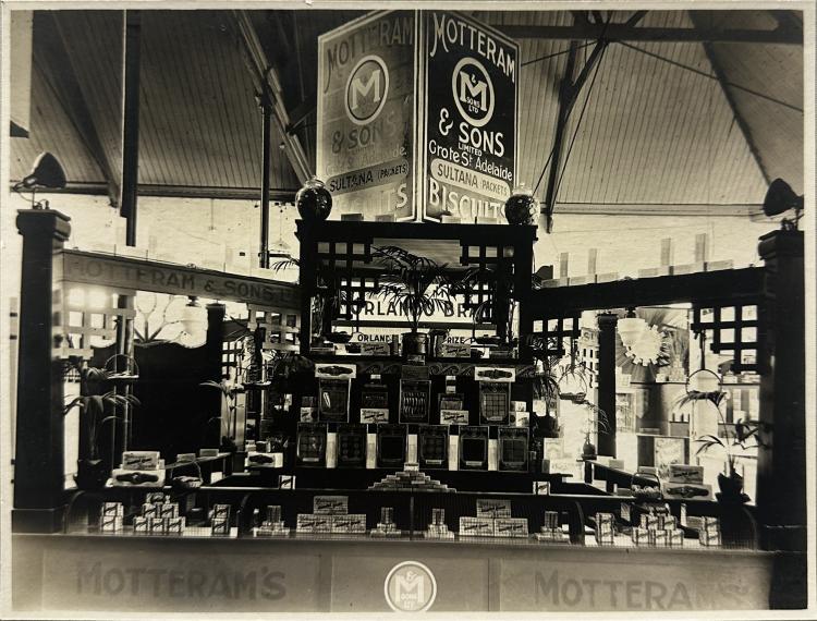 A display of Motteram & Son’s biscuits at a regional show or the Adelaide Royal Show