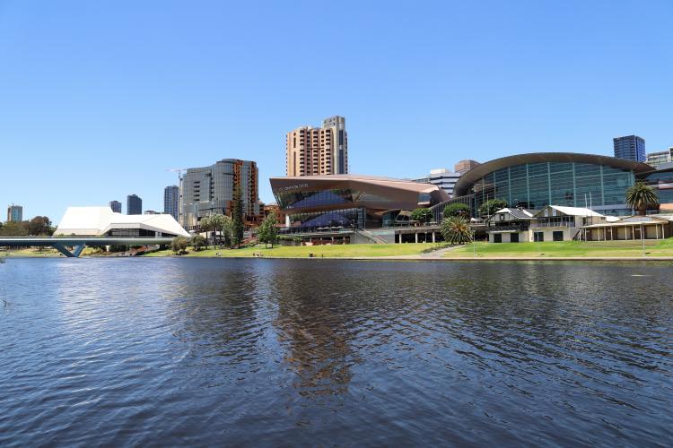 Adelaide Convention and Festival Centres, CBD buildings, Torrens south bank, 2012. 
