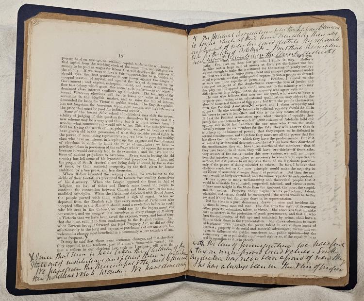 Page 19 of the pamphlet with annotations by Catherine Helen Spence.