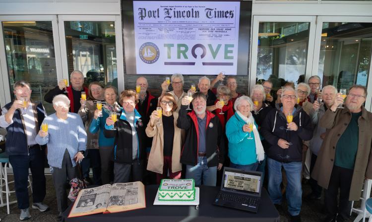 The Port Lincoln Times Trove project group celebrating, Photographer Mitchell Paterson.