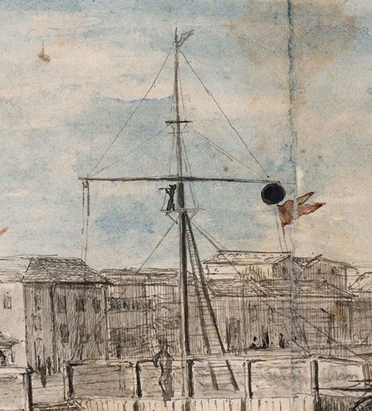 The flagstaff at the end of Commercial Road in Port Adelaide. Painted by Francis Hankey, 1855.